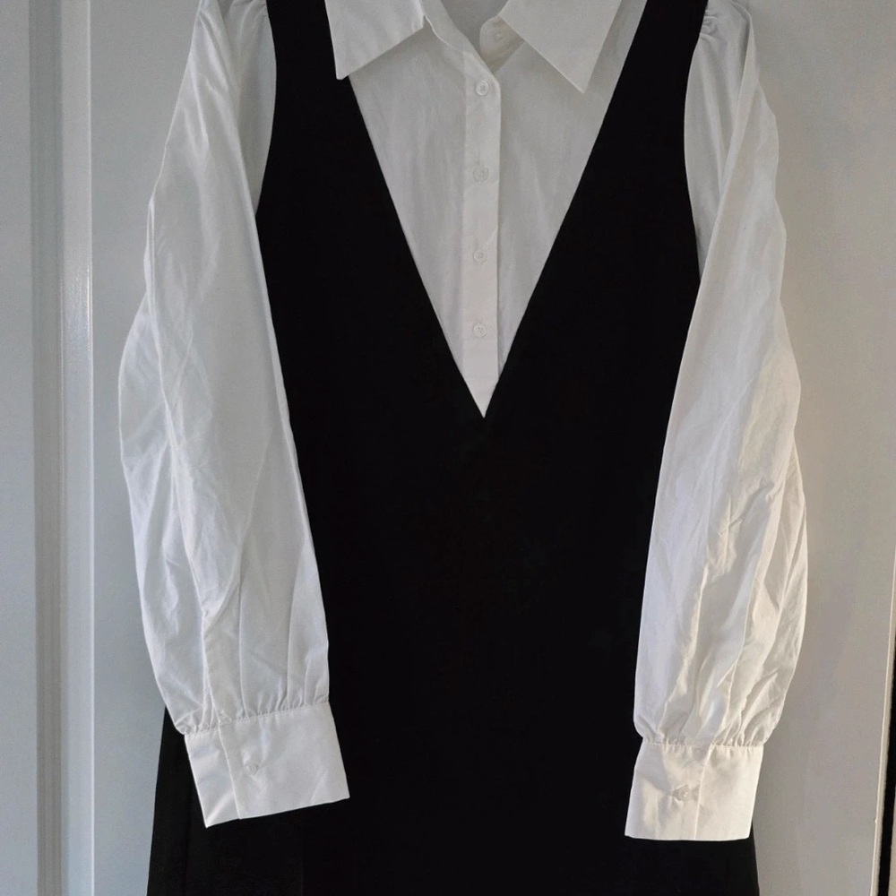 Black and White Layered Dress Shirt